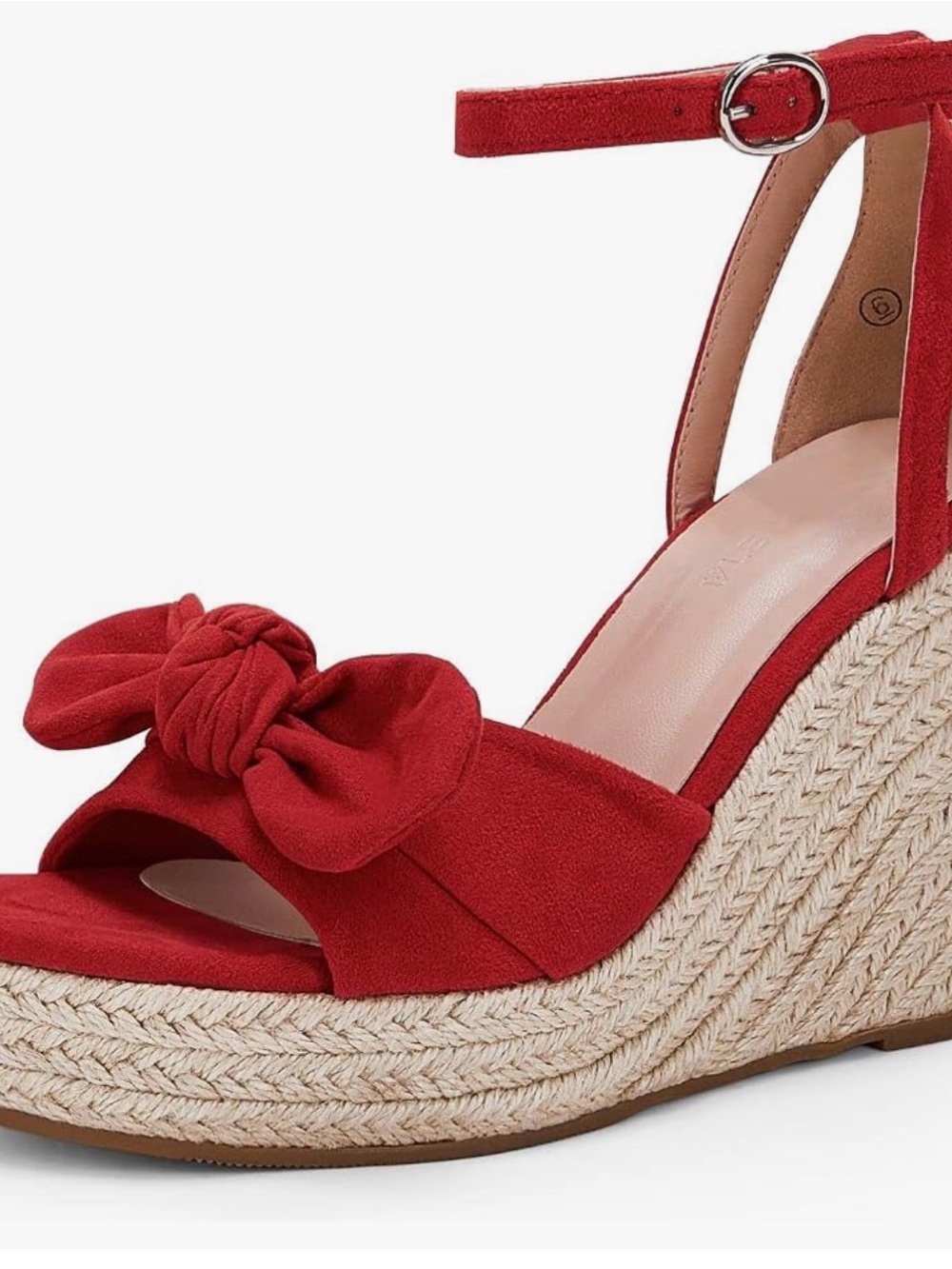 Red Bow Espadrille Wedge Sandals with Ankle Strap by Rilista BNNU